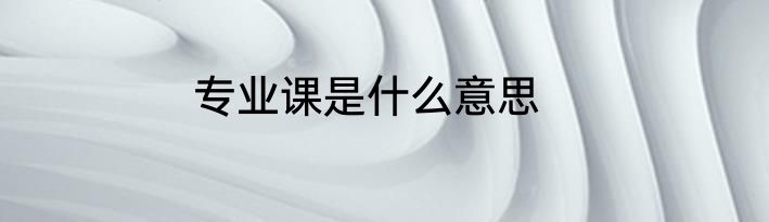 专业课是什么意思