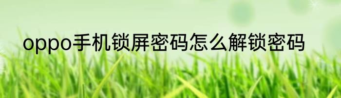 oppo手机锁屏密码怎么解锁密码