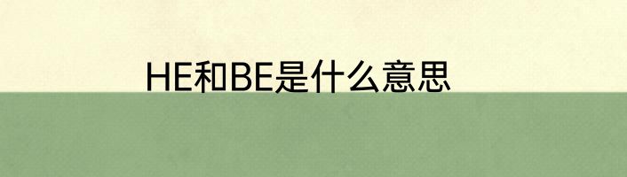 HE和BE是什么意思