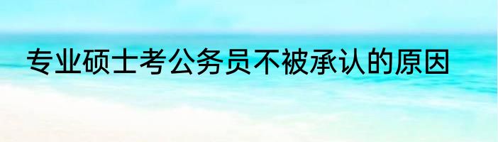 专业硕士考公务员不被承认的原因