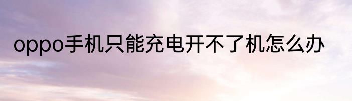 oppo手机只能充电开不了机怎么办