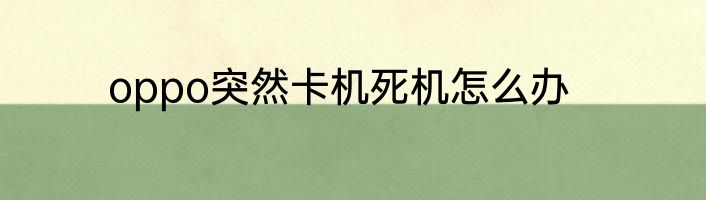 oppo突然卡机死机怎么办