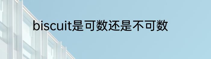 biscuit是可数还是不可数