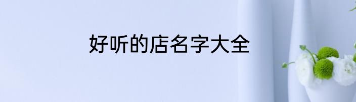 好听的店名字大全