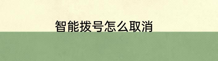 智能拨号怎么取消