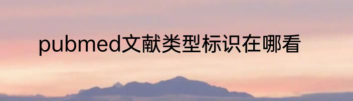 pubmed文献类型标识在哪看