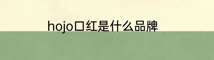 hojo口红是什么品牌