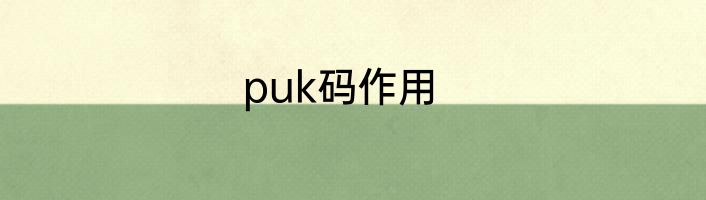 puk码作用