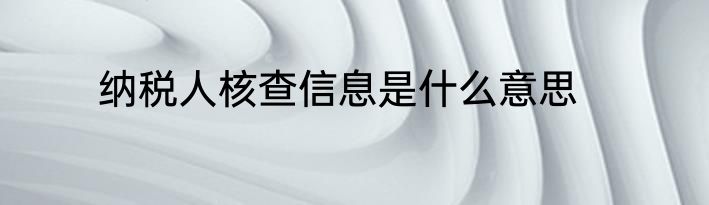 纳税人核查信息是什么意思