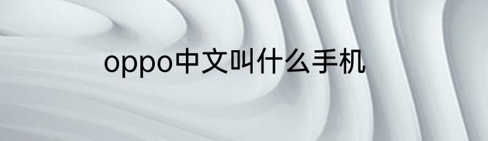 oppo中文叫什么手机