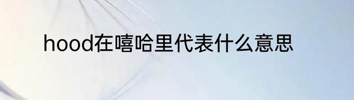 hood在嘻哈里代表什么意思