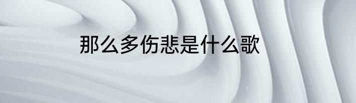 那么多伤悲是什么歌