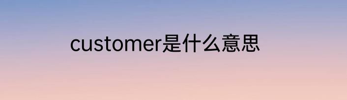 customer是什么意思