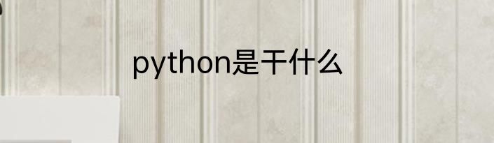 python是干什么