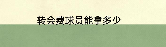 转会费球员能拿多少