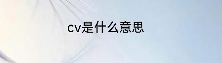 cv是什么意思