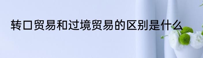 转口贸易和过境贸易的区别是什么