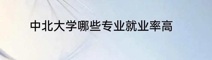 中北大学哪些专业就业率高