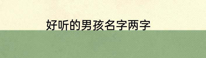 好听的男孩名字两字