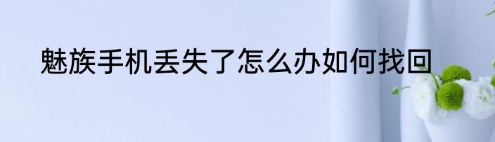 魅族手机丢失了怎么办如何找回