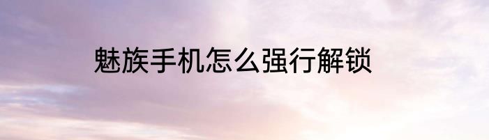 魅族手机怎么强行解锁