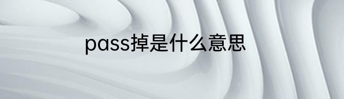 pass掉是什么意思