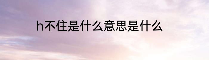 h不住是什么意思是什么