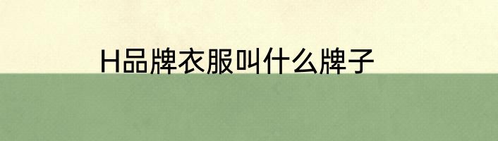 H品牌衣服叫什么牌子