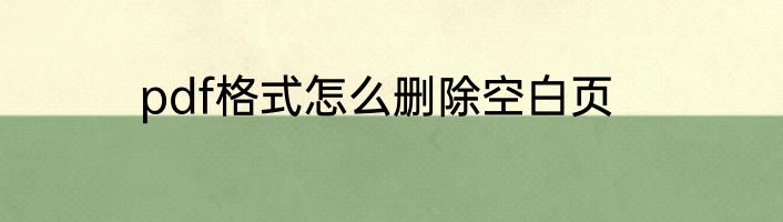 pdf格式怎么删除空白页