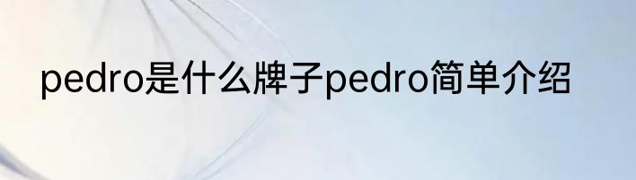 pedro是什么牌子pedro简单介绍