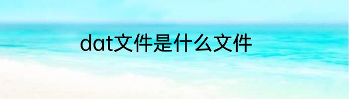 dat文件是什么文件