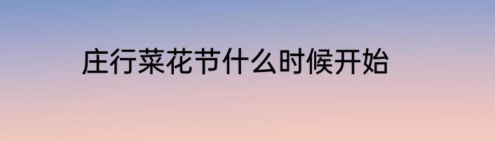 庄行菜花节什么时候开始