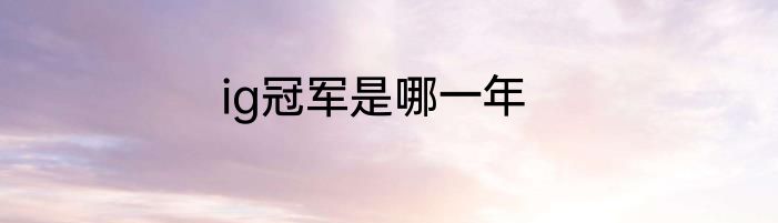 ig冠军是哪一年