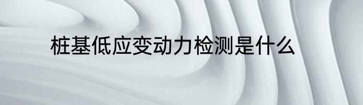 桩基低应变动力检测是什么