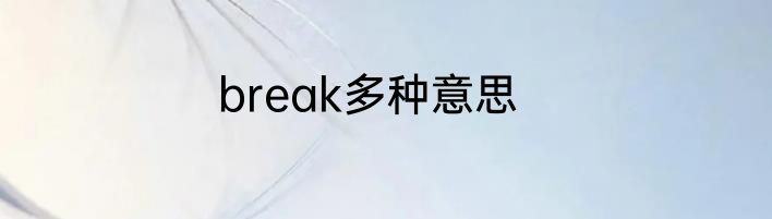 break多种意思