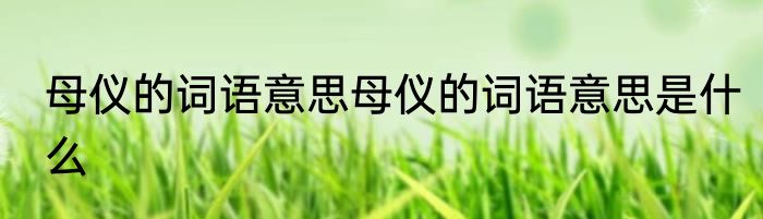 母仪的词语意思母仪的词语意思是什么