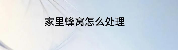 家里蜂窝怎么处理