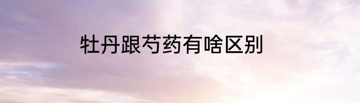 牡丹跟芍药有啥区别