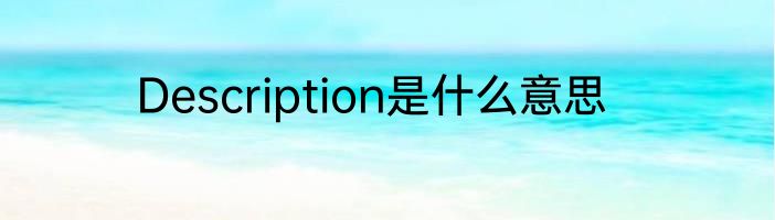Description是什么意思