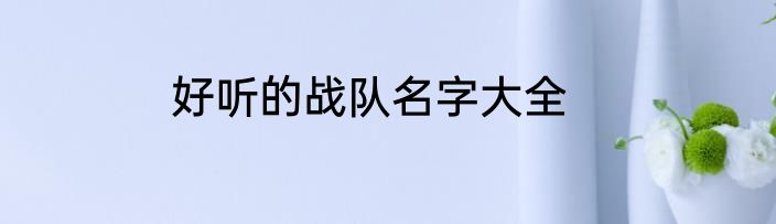 好听的战队名字大全