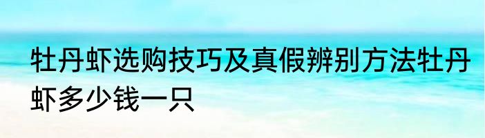 牡丹虾选购技巧及真假辨别方法牡丹虾多少钱一只