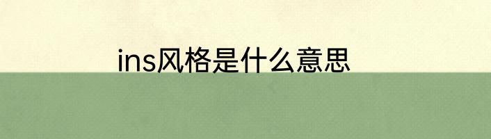 ins风格是什么意思
