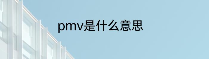 pmv是什么意思