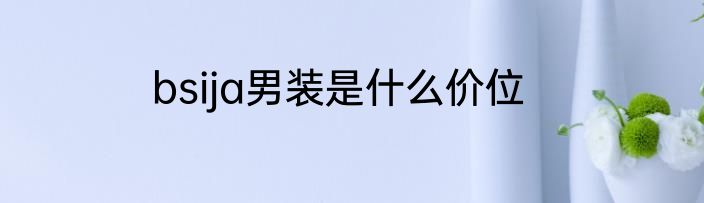bsija男装是什么价位
