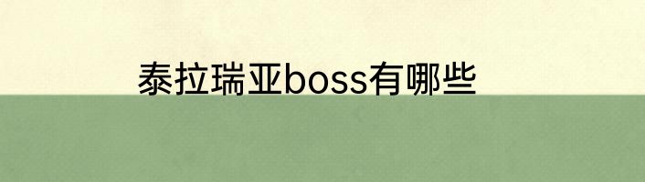 泰拉瑞亚boss有哪些