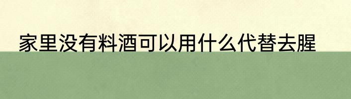 家里没有料酒可以用什么代替去腥