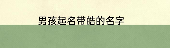 男孩起名带皓的名字