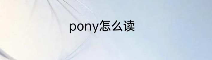 pony怎么读
