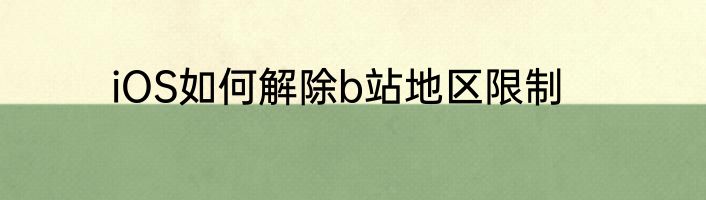 iOS如何解除b站地区限制