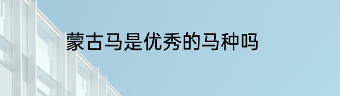 蒙古马是优秀的马种吗